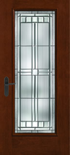 FCM905 - Coastal Style Entry Doors, Fiber-Classic Mahogany with Saratoga Glass
