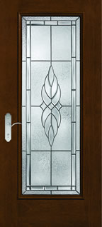 FCM148 - Colonial Entry Style Doors, Fiber-Classic Mahogany with Kensington Glass