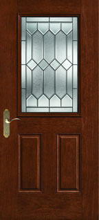 FCM45 - Colonial Entry Style Doors, Fiber-Classic Mahogany with Crystalline Glass