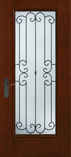 FCM574 - Southwest Entry Style Doors, Fiber-Classic Mahogany with Riserva Glass