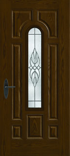 FC150 - Traditional Entry Style Doors, Fiber-Classic Oak with Kensington Glass